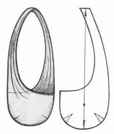 a drawing of an oval shaped object, with the top half cut off and the bottom section