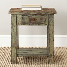 Safavieh Alfred End Table With Storage Drawer Antique Green Furniture  Feature Green Accent Table, Accent Table Styling, End Tables Living Room, Antique End Tables, Safavieh Furniture, Tables Living Room, End Table With Storage, Rectangle Design, Antique Green