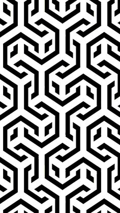 an abstract black and white pattern with hexagons in the center, on a white background