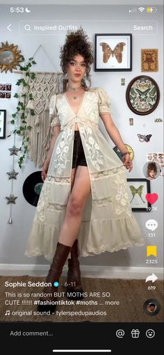 Outfits Inspired By Hozier, Southern Witch Outfits, Fairycore Aesthetic Outfits Dresses, Witchy Outfits Aesthetic Summer, Hozier Vibes Outfit, Subtle Valentines Outfit, Comfy Hippy Outfits, 70s Boho Dress, Spring 2024 Couture