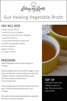 brochure showing how to use gutting vegetable broth