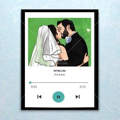 an mp3 player with the image of a bride and groom kissing