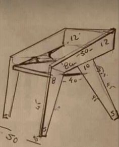 a drawing of a folding table with numbers on it