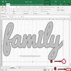 the word family in microsoft's office window is highlighted by an arrow pointing to it