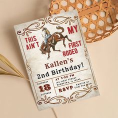 this is an image of a birthday card for a rodeo themed child's party