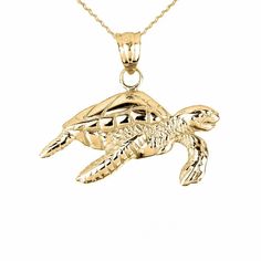 14k Solid Gold Sea Turtle Charm Pendant Necklace Item No.: M769 Metal Type: 14k Solid Gold (Available In 10k Gold) Metal Color: Yellow Gold Or White Gold Or Rose Gold Measurement: Pendant: Height: 0.94 In. (24 Millimeter) Width: 1.06 In. (27 Millimeter) Est. Weight With Chain: 3.4 - 3.6 Grams Chain Available In 16", 18", 20", 22" Shine Jewelry, Sea Turtle Necklace, Turtle Gifts, Turtle Charm, Turtle Necklace, Turtle Pendant, Charm Pendant Necklace, Special Jewelry, Yellow Gold Pendants