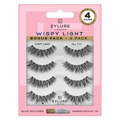 Enhance your natural beauty with Eylure's Texture lashes in style No. 117. Featuring a long, angled style with a twisty, messed up finish, the 117 Texture lashes offer unexpected levels of texture, length, and thickness that enhance the natural beauty of your eyes. These popular wispy false lashes are classic enough for everyday use and suitable for all eye shapes and occasions. Enjoy the ultra lightweight feel and thin and flexible build that makes application and removal a breeze. To use, remo Wispy False Lashes, Wispy Eyelashes, Natural Eyelashes, Natural Lashes, Eye Shapes, False Lashes, Ulta Beauty, All About Eyes, False Eyelashes