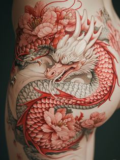 Dragon Thigh Tattoos Women, Dragon Tattoo Hip, Dragon Tattoo Leg, Sexiest Tattoos, Dragon Thigh Tattoo, Blue Ink Tattoos, Tattoo Fe, Hip Tattoo Designs, Thigh Tat