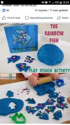 the rainbow fish play dough activity is being used to teach children how to use it