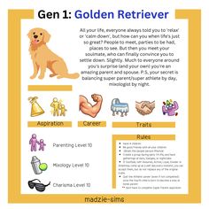 the golden retriever poster is shown with instructions for how to get it's name