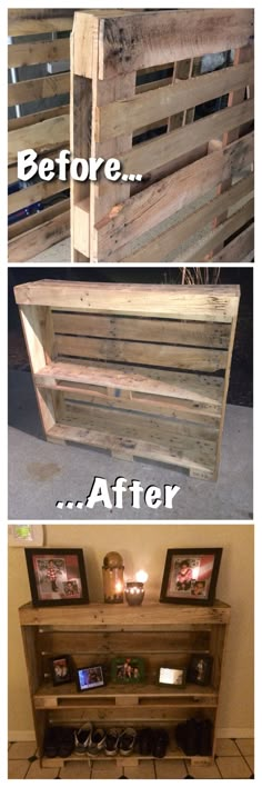 the before and after pictures of an old pallet