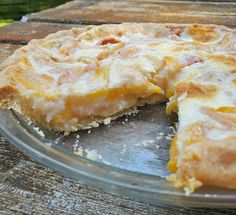 a close up of a pie on a glass plate