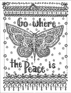 a black and white drawing of a butterfly with the words, no where the peace is