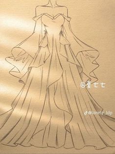 a drawing of a dress with long sleeves