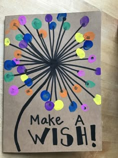 a handmade card with the words make a wish on it