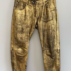 Gorgeous Distressed Leather Pants From Australian Brand One Teaspoon. Total Showstoppers. In Excellent Condition. Fully Lined. Here Are The Measurements: Waist: 15.5 Inches Hips: 19 Inches Rise: 9.5 Inseam: 23 Gold Leather Pants, One Teaspoon, Distressed Leather, Pants Color, Gold Leather, Pant Jumpsuit, Leather Pants, Pants For Women, Pants