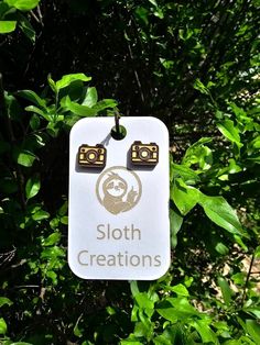 Wooden Camera earrings. Laser etched, stained, and sealed. Camera Earrings, Wooden Camera, Tucson Az, Tucson, Jewelry Earrings Studs, Labour Day, Etsy Earrings, Etsy Accessories, Jewelry Earrings