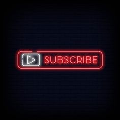 a neon sign that says subscibe in red on a dark background with the word subscibe below it