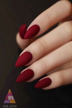 Matte Nails Different Colors, Acrylic Nail Designs One Color, Mate Red Nails Design, Matte Colored Nails, Nail Designs Red Color, Nails Acrylic Color Ideas, Mate Red Nails, Mat Red Nails