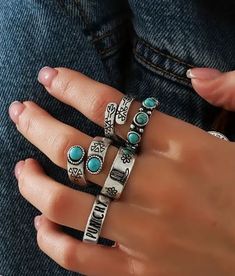 Cute Ring Set Includes of of each Vintage Silver Alloy Rings, Bohemian Alloy Rings As Gifts, Bohemian Alloy Rings As A Gift, Adjustable Alloy Promise Ring, Casual Metal Rings For Gifts, Vintage Metal Midi Rings As Gift, Trendy Alloy Ring Jewelry, Personalized Silver Casual Jewelry, Casual Silver Stackable Jewelry