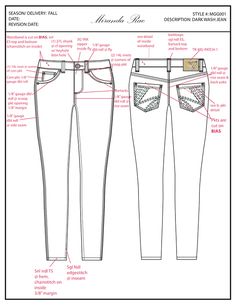 the diagram shows how to wear jeans for women with different pockets and sizes, from front to back