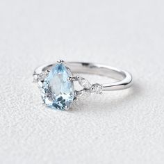 Pear Shaped Aquamarine White Gold Ring - Felicegals Gold Engagement Ring Marquise, Engagement Ring Marquise, Rose Gold Moissanite Ring, Cuffing Season, Handmade Wedding Rings, Cute Engagement Rings, Rutilated Quartz Ring, Ring Marquise, Engagement Rings Marquise