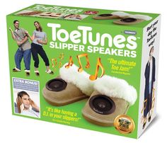 the toetunes slipper speakers are in a box