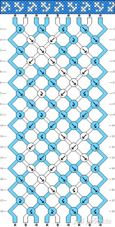 a cross stitch pattern with blue and white stitches on it, showing the numbers in each row