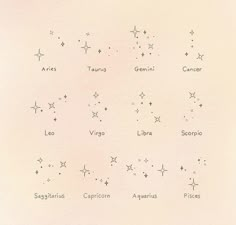 the zodiac signs are drawn on paper with watercolor pencils and ink in them