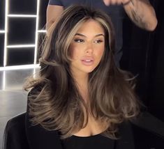 Dark But Light Hair, Highlights To Brown Hair Transformation, Fall Hair Colors For Light Skin Women, Brown And Blonde Highlights On Black Hair, Hair Inspo Dark Brown, Expensive Brunette Balayage, Creamy Brunette, Dark Roots Hair Color Ideas, Money Pieces On Dark Hair