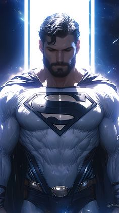 a man in a superman suit standing with his hands on his hips