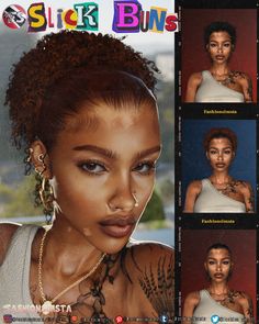 a woman with tattoos and piercings on her face is featured in the magazine slick buns