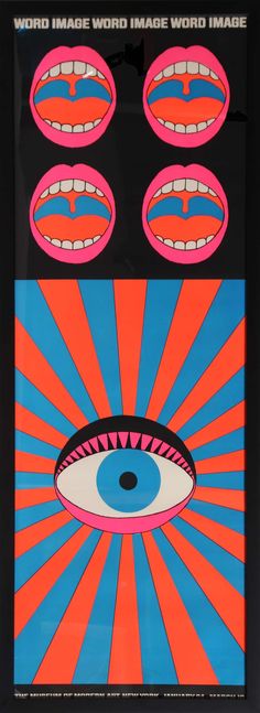 a poster with an eye and four different colors