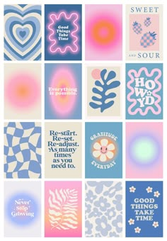 many different types of greeting cards with words on them