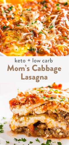 the keto and low carb mom's cabbage lasagna is an easy dinner recipe