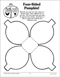 the four - sided pumpkin cutout is shown in black and white, with an image of