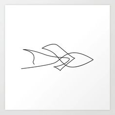 a black and white drawing of a fish with lines on it's back side