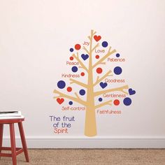 the fruit of the spirit tree wall decal is shown