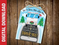 a thank card with an image of a camper on it