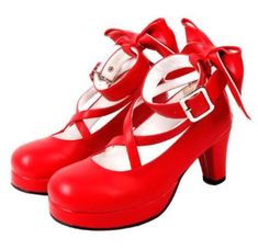 (eBay) Find many great new & used options and get the best deals for Lolita Women's Block Heel Mary Jane Pump Shoes Round Toe Bowknot Buckle Platform at the best online prices at eBay! Free shipping for many products! Shoes Princess, Mary Jane High Heels, Cosplay Shoes, Mary Jane Pumps, Mary Jane Heels, Sweet Lolita, Heels Shoes, Red Shoes, Handmade Shoes