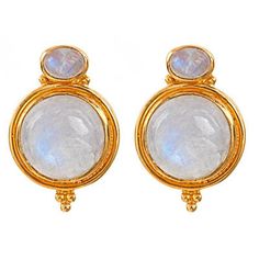 Neoclassical- Moonstone Cabochon semi-precious stones handset in 24K gold plate. In Clip-On or Post--choose the one you want. Moonstone Cabochon, Moonstone Jewelry, Semi Precious Stones