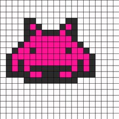 an image of a pink and black cat pixellated to look like it has been made into