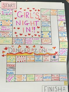 a poster with some writing on it that says girls night in