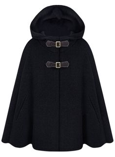 the cloak coat is featuring solid color, cape style, with hooded. Mantel Cape, Poncho Jacket, Elegant Jacket, Peacoats, Cape Style, Wool Poncho