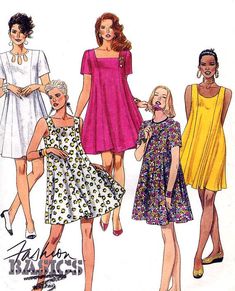 Trapeze Dress Pattern, Tent Dresses Pattern, Neckline Variations, Summer Dress Sewing Patterns, Mccalls Patterns Dress, Summer Dress Patterns, Mccalls Sewing Patterns