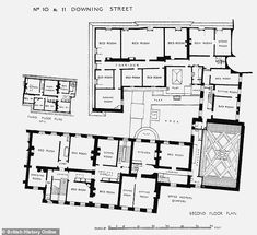 the floor plan for an apartment building with two floors and three rooms, including one bedroom