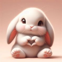 a cute little bunny holding a heart shaped object