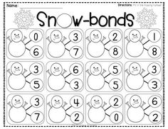 the snow - ponds worksheet for numbers 1 to 10, and has two faces