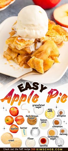 an easy apple pie recipe on a white plate