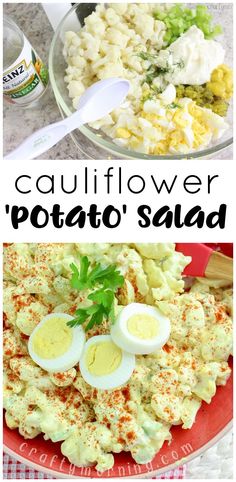 this cauliflower potato salad is the perfect side dish for any meal it's loaded with hard boiled eggs, mayonnaise and parmesan cheese